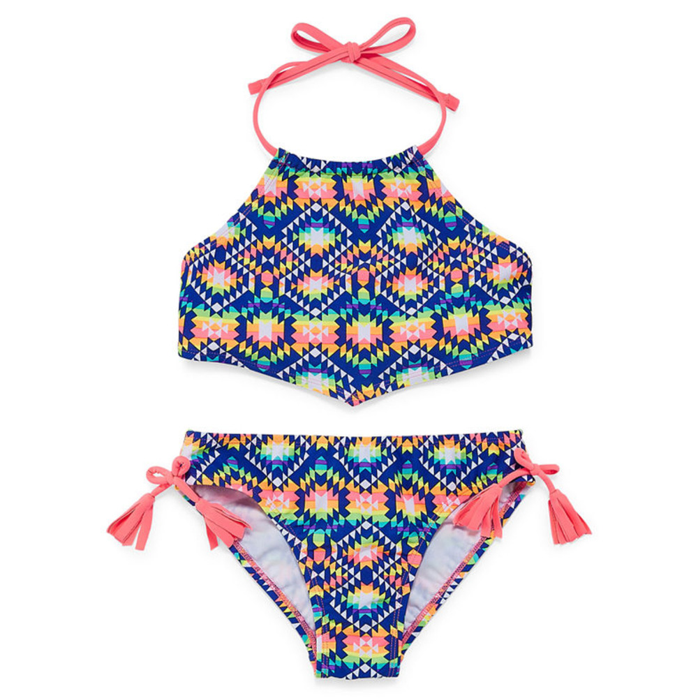 Freestyle Girls Aztec Triangle Tankini Swim Set Multi Size 10